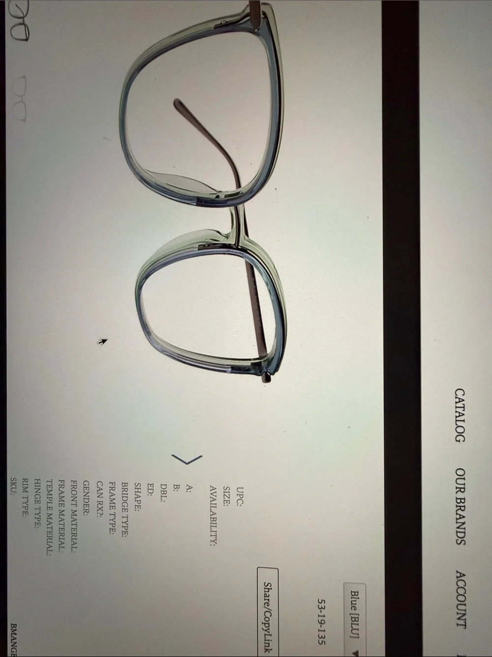 NWT Badgley Mischka Angeline Teal blue green Gradient Ophthalmic Optical frame